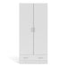 Space Wardrobe with 2 Doors + 1 Drawer in White 1750