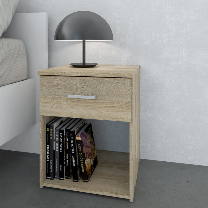 Space Package - Bedside 1 Drawer + Chest of 3 Drawers + Wardrobe with 2 Doors + 1 Drawer in Oak