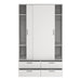 Line Wardrobe with 2 Sliding Doors and 4 Drawers, White