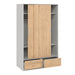 Line Wardrobe with 2 Doors 2 Drawers in White and Jackson Hickory Oak