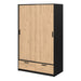 Line Wardrobe with 2 Doors 2 Drawers in Black and Jackson Hickory Oak