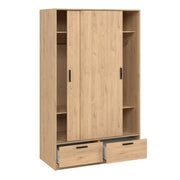 Line Wardrobe with 2 Doors 2 Drawers in Jackson Hickory Oak