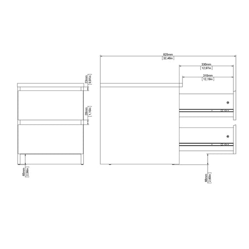 Naia Bedside 2 drawers in Jackson Hickory