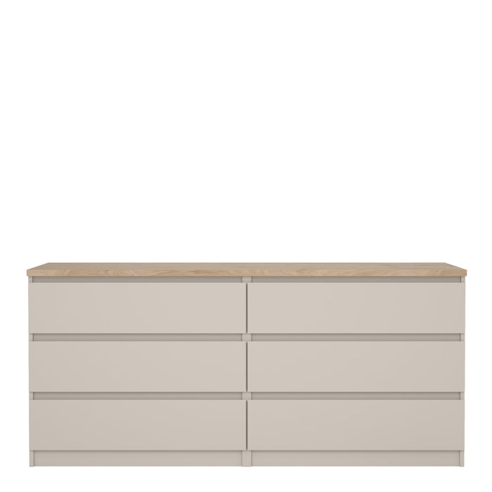 Naia Wide Chest of 6 Drawers (3+3) in Cashmere Jackson Hickory