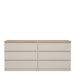 Naia Wide Chest of 6 Drawers (3+3) in Cashmere Jackson Hickory