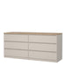 Naia Wide Chest of 6 Drawers (3+3) in Cashmere Jackson Hickory