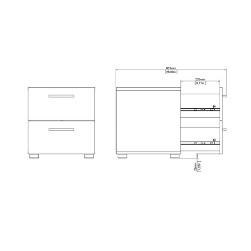 Pepe Bedside 2 Drawers in White