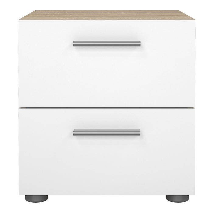 Pepe Bedside 2 Drawers in Oak with White High Gloss