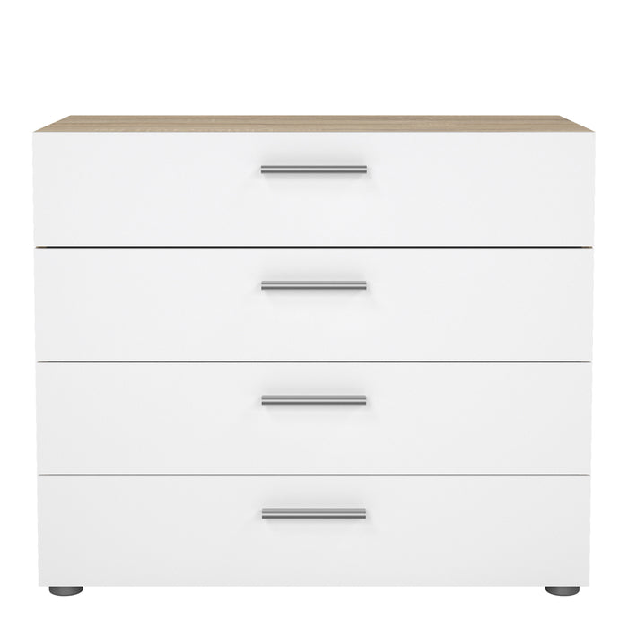 Pepe Chest of 4 Drawers in Oak with White High Gloss