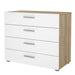 Pepe Chest of 4 Drawers in Oak with White High Gloss