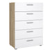 Pepe Chest of 5 Drawers in Oak with White High Gloss