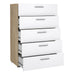 Pepe Chest of 5 Drawers in Oak with White High Gloss