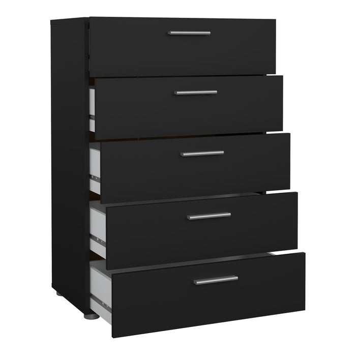Pepe Chest of 5 Drawers in Black