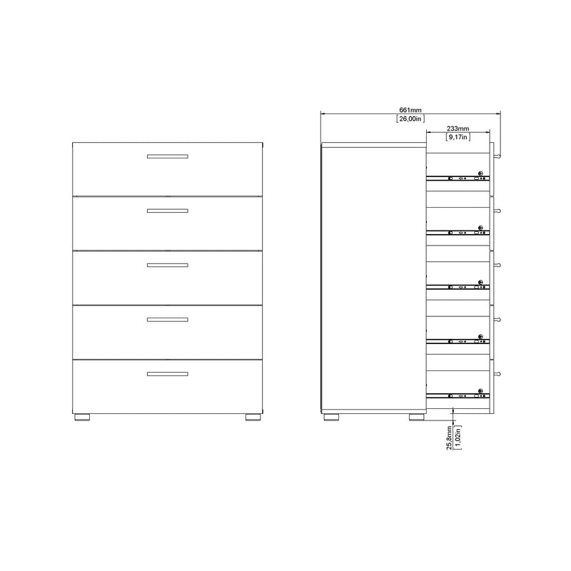 Pepe Chest of 5 Drawers in Black