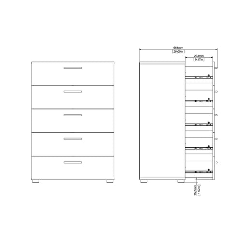 Pepe Chest of 5 Drawers in Black