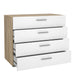 Pepe Package - Bedside 2 Drawers + Chest of 4 Drawers + Wardrobe with 2 Doors in Oak with White High Gloss