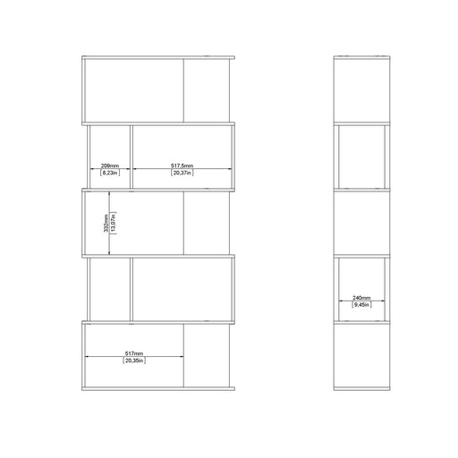 Maze Open Bookcase 4 Shelves in Concrete and White
