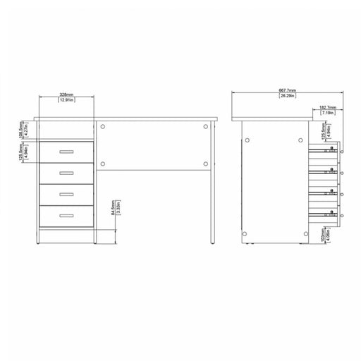 Function Plus 4 Drawer Desk in Oak