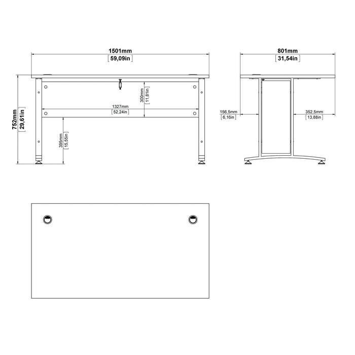 Prima Desk 150cm in White with White Legs