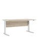 Prima Desk 150cm in Oak with Height Adjustable Legs with Electric Control in White