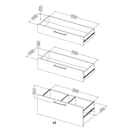 Prima Office Storage with 2 Drawers 2 File Drawers In Black Woodgrain