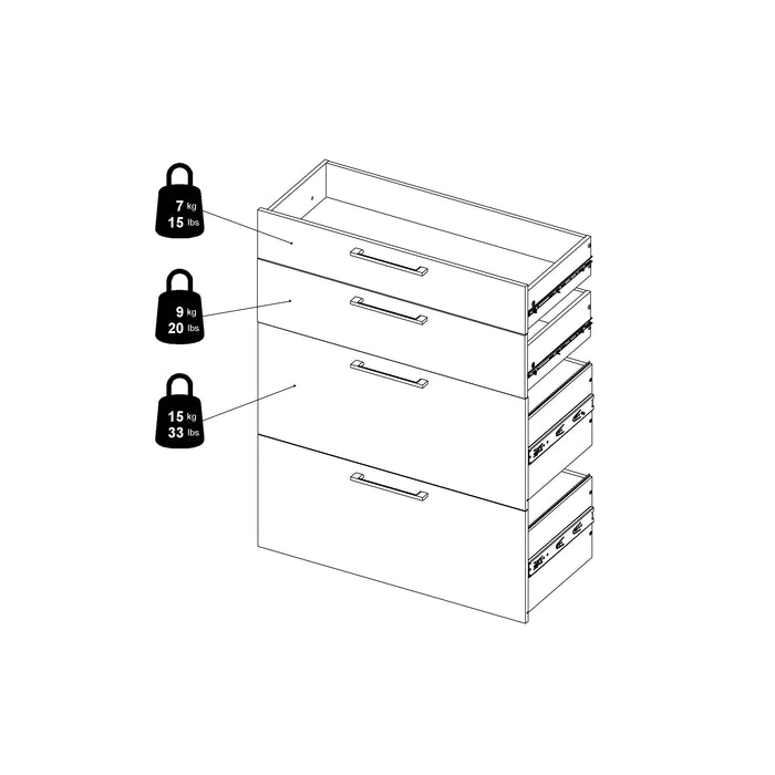 Prima Office Storage with 2 Drawers 2 File Drawers In Black Woodgrain