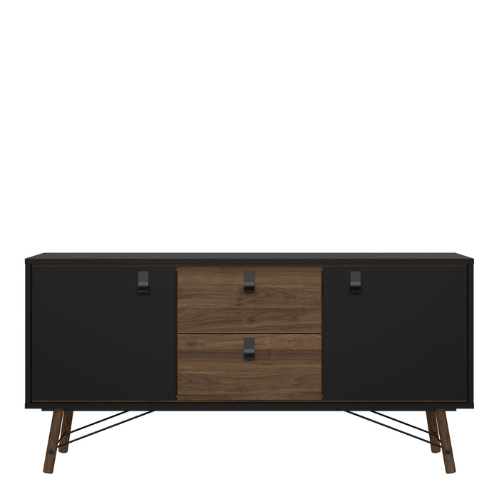 Ry Sideboard 2 Doors 2 Drawers in Matt Black Walnut