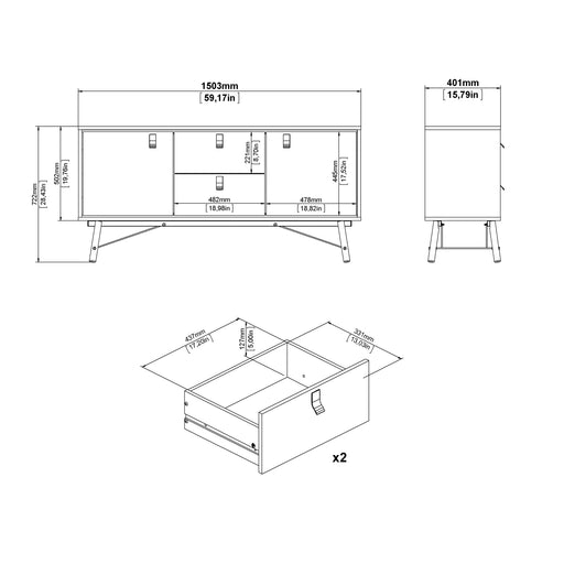 Ry Sideboard 2 Doors 2 Drawers in Matt White