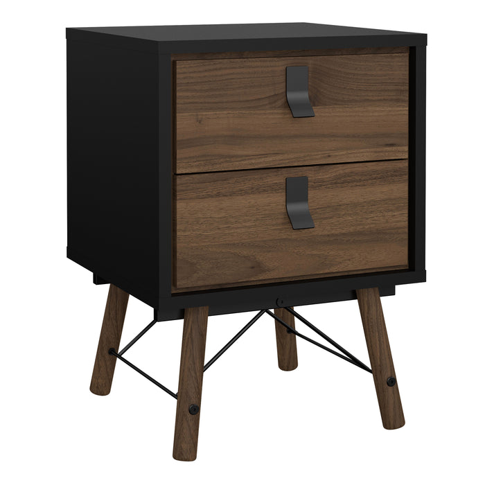 Ry Package - Wardrobe 3 Doors + 3 Drawers + Double chest 6 Drawers + Bedside Cabinet 2 Drawers in Matt Black Walnut