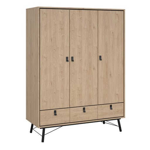 Ry Package - Wardrobe 3 Doors + 3 Drawers + Double Chest 6 Drawers + Bedside Cabinet 2 Drawers in Jackson Hickory Oak