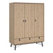 Ry Package - Wardrobe 3 Doors + 3 Drawers + Double Chest 6 Drawers + Bedside Cabinet 2 Drawers in Jackson Hickory Oak