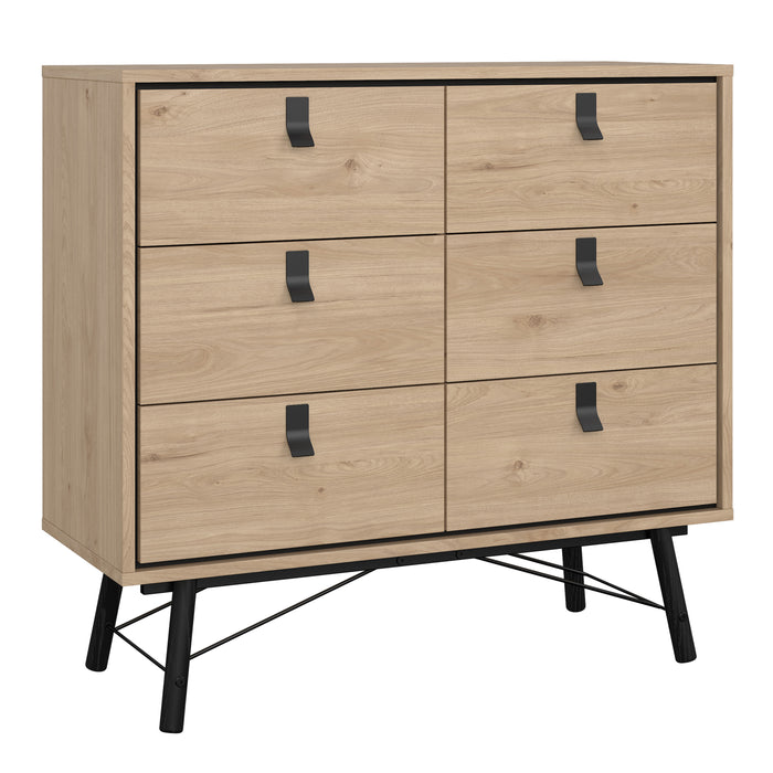 Ry Package - Wardrobe 3 Doors + 3 Drawers + Double Chest 6 Drawers + Bedside Cabinet 2 Drawers in Jackson Hickory Oak