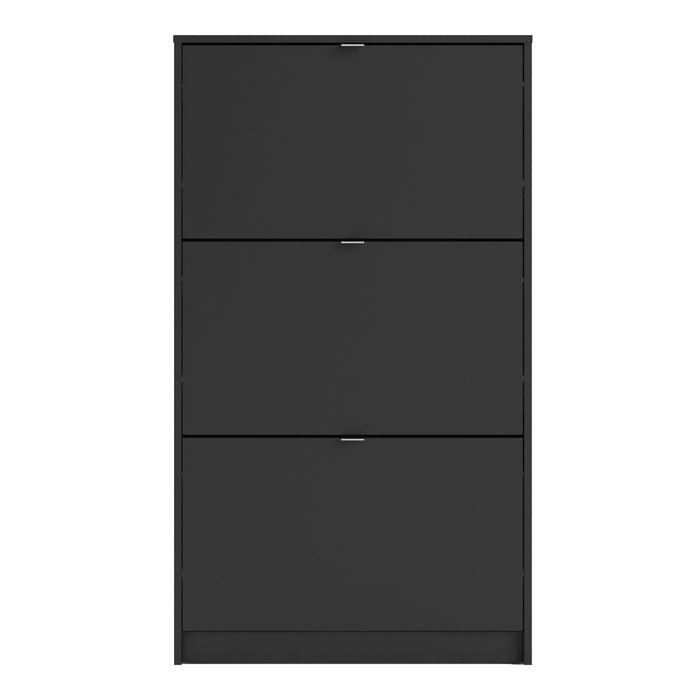 Shoes Shoe Cabinet 3 Flip Down Doors and 1 layer in Matt Black