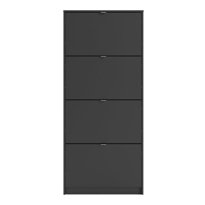 Shoes Shoe Cabinet 4 Flip Down Doors and 1 layer in Matt Black