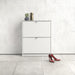 Shoes Shoe Cabinet 2 Flip Down Doors and 2 layers in White