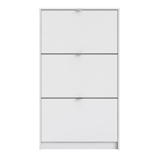 Shoes Shoe Cabinet 3 Flip Down Doors and 2 layers in White