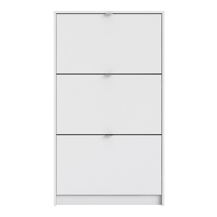 Shoes Shoe Cabinet 3 Flip Down Doors and 2 layers in White