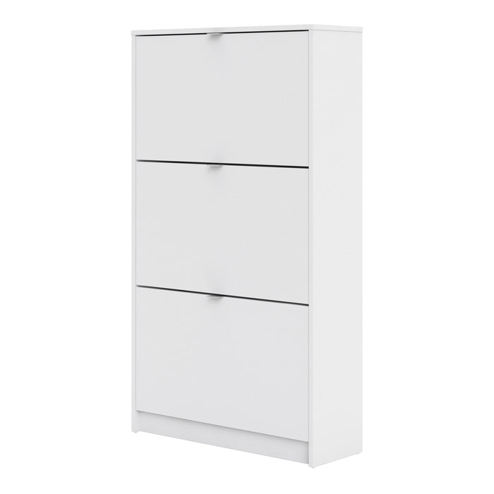 Shoes Shoe Cabinet 3 Flip Down Doors and 2 layers in White