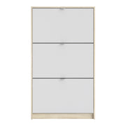 Shoes Shoe Cabinet 3 Flip Down Doors and 2 layers Oak structure White