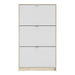 Shoes Shoe Cabinet 3 Flip Down Doors and 2 layers Oak structure White
