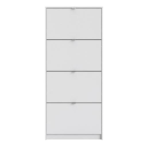 Shoes Shoe Cabinet 4 Flip Down Doors and 2 layers in White