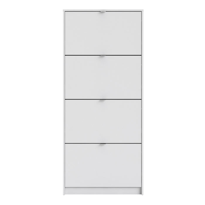 Shoes Shoe Cabinet 4 Flip Down Doors and 2 layers in White
