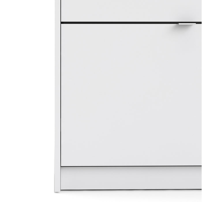 Shoes Shoe Cabinet 4 Flip Down Doors and 2 layers in White