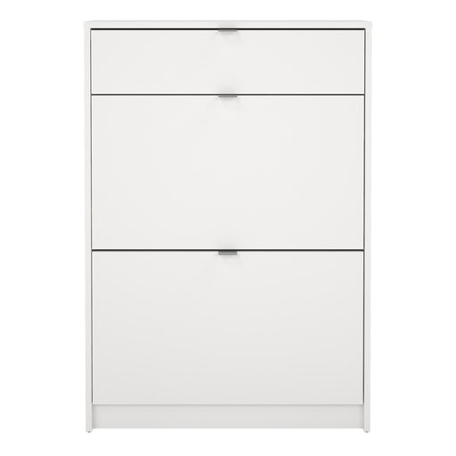 Shoes Shoe Cabinet 2 Flip Down Doors + 1 Drawer in White