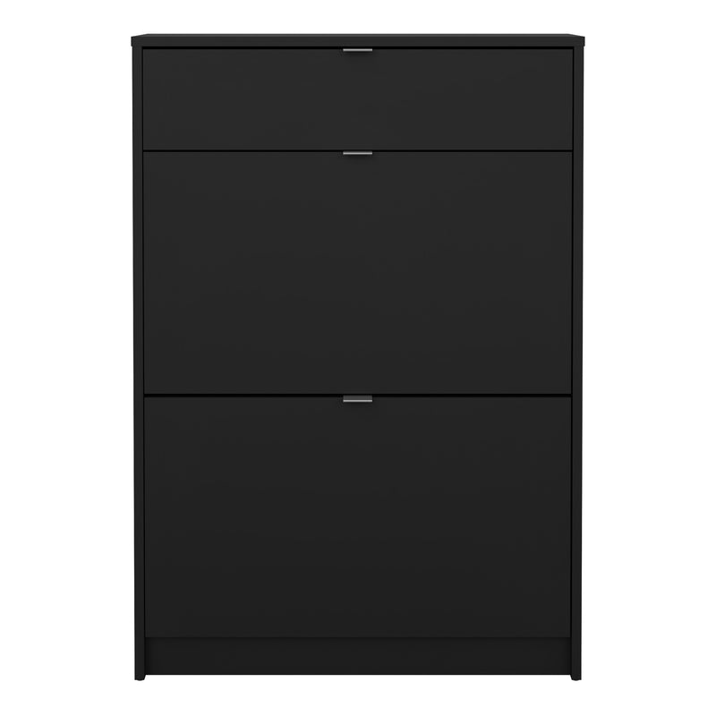Shoes Shoe Cabinet 2 Flip Down Doors + 1 Drawer in Matt Black