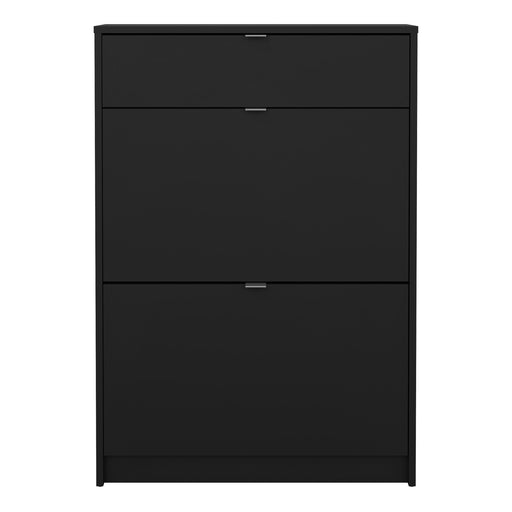 Shoes Shoe Cabinet 2 Flip Down Doors + 1 Drawer in Matt Black