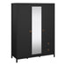 Barcelona Wardrobe with 2 Doors 1 Mirror Door 2 Drawers in Matt Black