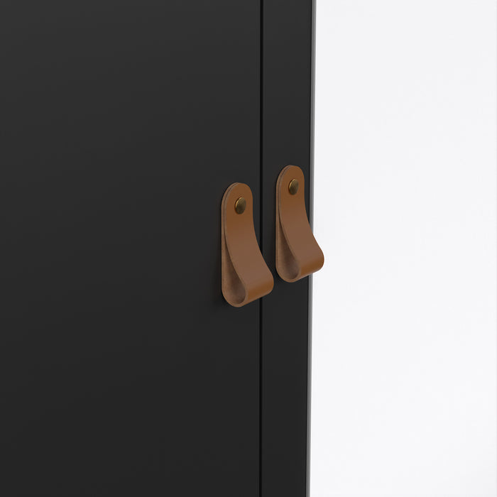 Barcelona Wardrobe with 2 Doors 1 Mirror Door 2 Drawers in Matt Black