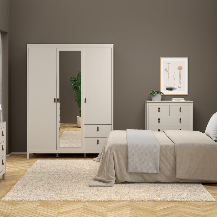 Barcelona Wardrobe with 2 Doors + 1 Mirror Door + 2 Drawers in Cashmere