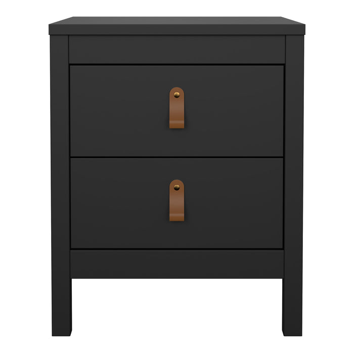 Barcelona Bedside Table 2 Drawers in Matt Black